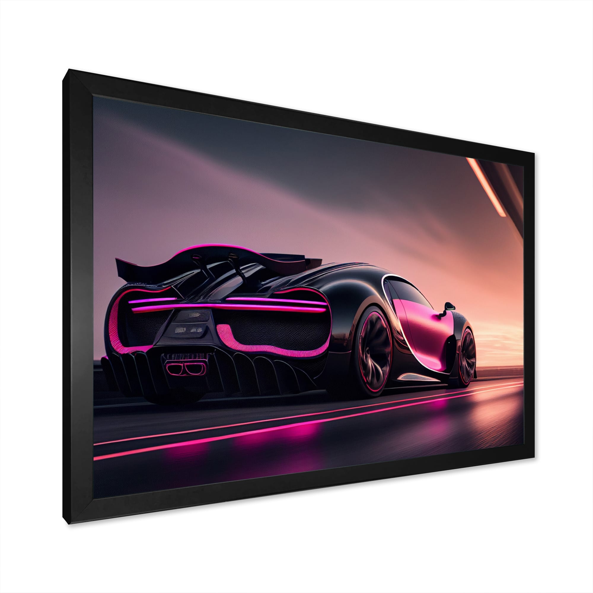 Designart "Visionary Bugatti Design In Black And Magenta VI" Exotic Car